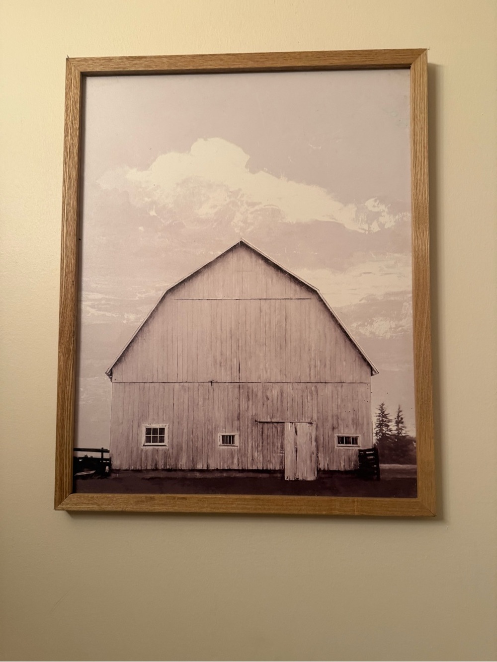 Framed Barn Wall Art - Soft Mauve and Natural Wood